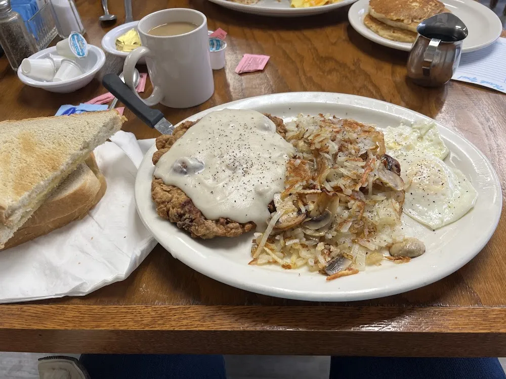 Chicken Fried Steak and Eggs with Hashbrowns